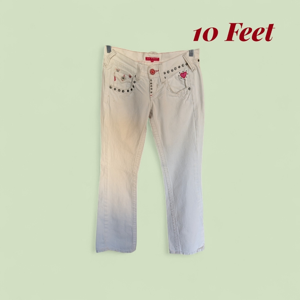 10 Feet Elegant Cream Flare Jeans for Women